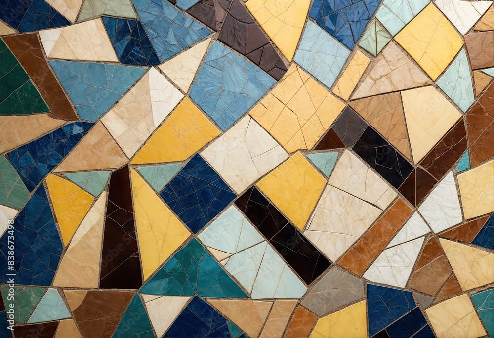 Poster colorful abstract mosaic pattern with various geometric shapes