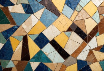 Colorful abstract mosaic pattern with various geometric shapes