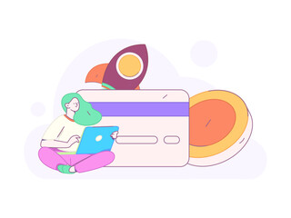 Internet financial management investment flat vector concept operation hand drawn illustration
