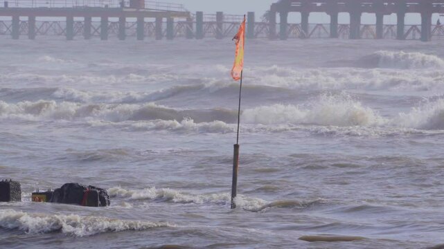 Flag in sea_carter Road Bandra
