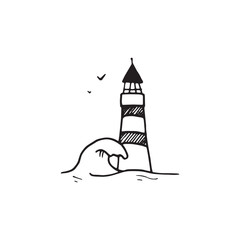 Landscape handdrawn illustration, nature drawing