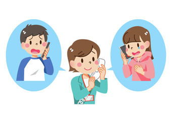 カウンセラーに電話で相談する女子中学生、高校生