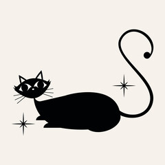 1950s Mid Century Modern Atomic Black Cats and Starbursts