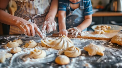 Love of hands and dough, teaching and learning baking, parent-child cookie making. Family, connection, and development via flour, baking, and quality time.