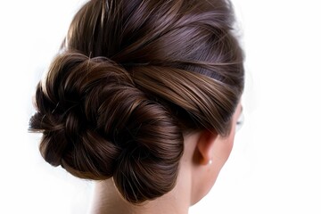 Close up view on chignon hairstyle