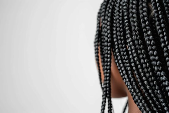 Close up view on box braids hairstyle