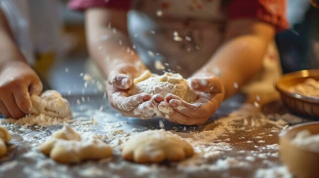 Love of hands and dough, teaching and learning baking, parent-child cookie making. Family, connection, and development via flour, baking, and quality time.