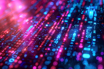 Obraz premium Futuristic Digital Matrix with Neon Coding Lights