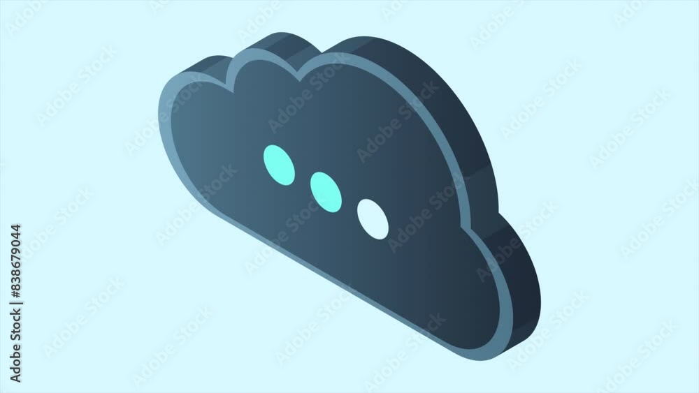 Poster isometric cloud database animation. cloud computing and file cloud storage. modern technology. motio