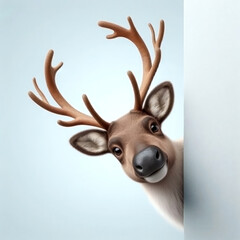 reindeer head peeking behind the wall