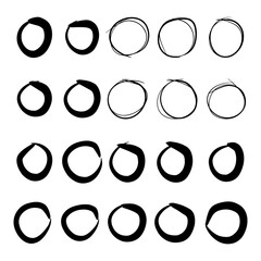 Super set of circles lines sketch hand drawn. Doodle circles for design elements