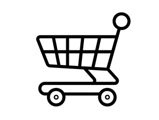 Line art icon of a shopping cart.