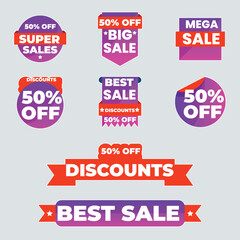 Realistic red price tags collection. Special offer or shopping discount label. Retail paper sticker. Promotional sale badge with text. Vector illustration.