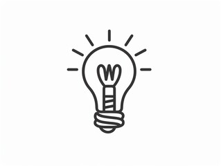 Line drawing of a lightbulb with rays of light