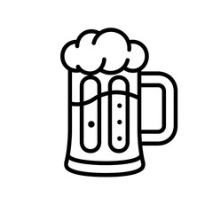 Line art illustration of a beer mug with foam.