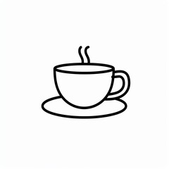 Line art illustration of a cup of coffee with steam.