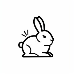 Line art illustration of a rabbit with a fluffy tail.
