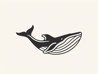 Obraz premium Simple black and white illustration of a whale.