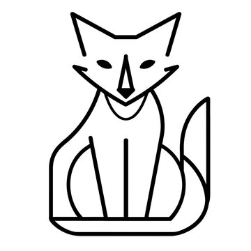 recommend clip art: Simple line art illustration of a fox sitting.