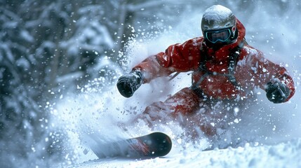 Naklejka premium Snowboarding in the Snow