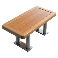 Large rectangular conference table made of wood and steel in a modern office space Meeting table.  Stylish minimalist design with clean lines for 3d render Meeting table isolated on white background