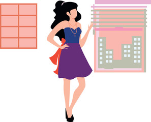 The girl is wearing a beautiful necklace.