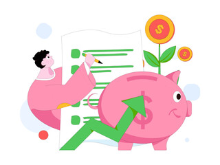 Internet financial management investment flat vector concept operation hand drawn illustration
