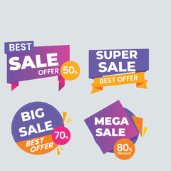 Realistic red price tags collection. Special offer or shopping discount label. Retail paper sticker. Promotional sale badge with text. Vector illustration.