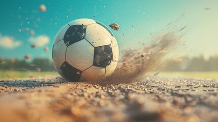 Naklejka premium Soccer Ball in Long Jump 