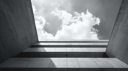 Obraz premium Plaza of solitude: minimalist architecture with an open sky 