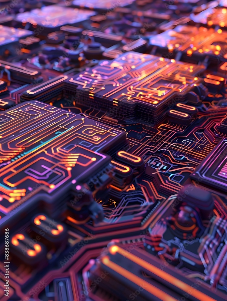 Aufkleber intricate circuit board patterns with digital geometric textures and futuristic designs
