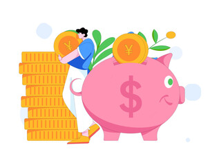 Internet financial management investment flat vector concept operation hand drawn illustration
