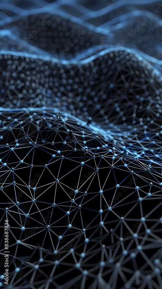 Aufkleber futuristic digital mesh pattern with interconnected geometric shapes and blue gradient