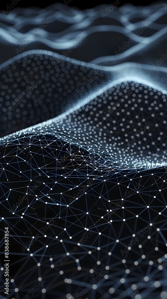 Poster interconnected tech mesh of futuristic digital network