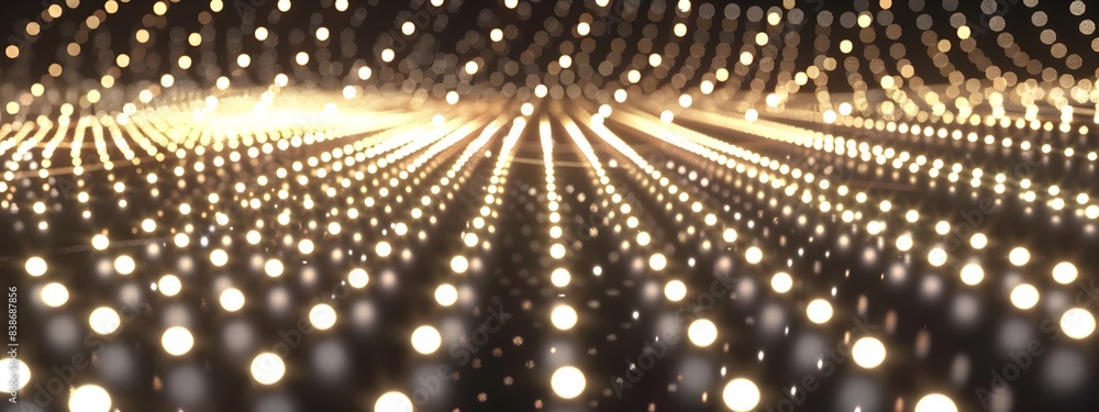 Poster mesmerizing digital matrix of glowing light dots forming abstract pattern