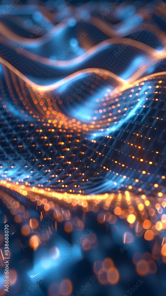 Poster flowing abstract data transfer visualization in 3d rendering