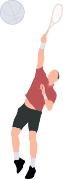 A boy is playing badminton.