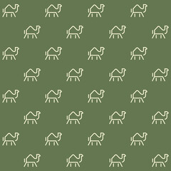 Camel Outline Vector Seamless Pattern