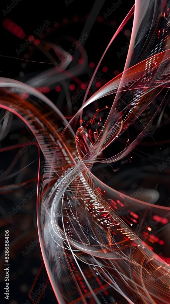 Poster flowing tech flux abstract digital landscape of dynamic lines and shapes