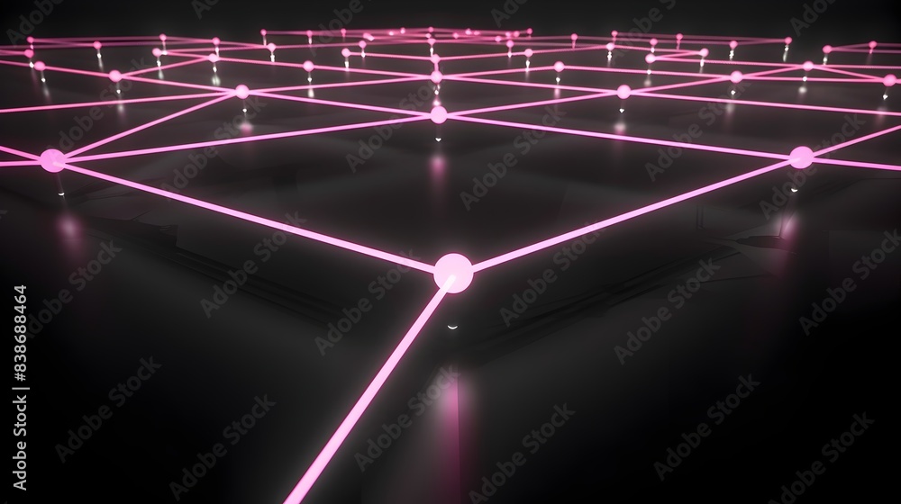 Poster neon network of interconnected lines and nodes