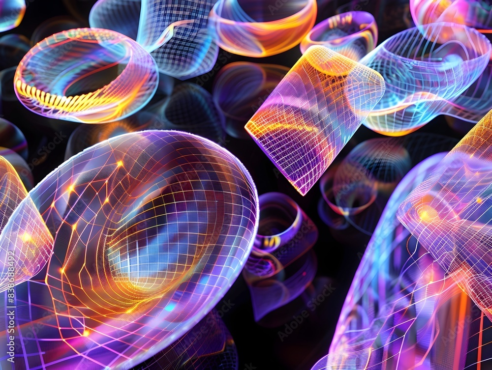 Aufkleber mesmerizing abstract holographic patterns and shapes in vibrant multicolored hues