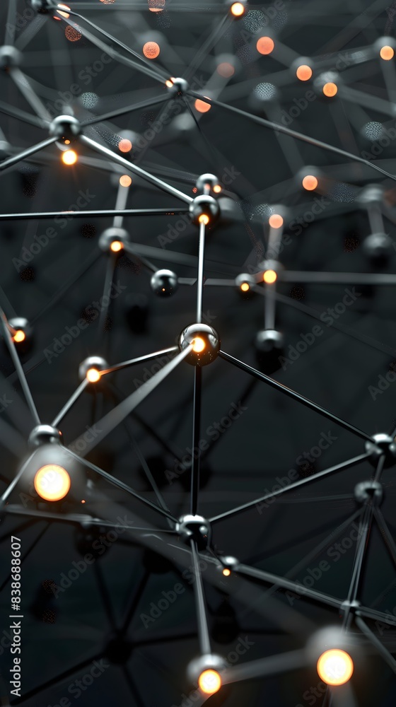 Aufkleber luminous digital network node with glowing interconnections