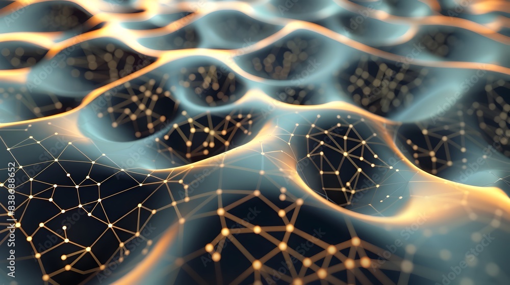 Poster futuristic abstract neural grid visualization with interconnected patterns