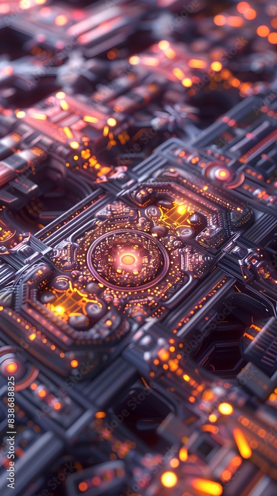 Poster captivating tech fractal patterns futuristic 3d digital rendering of geometric abstraction