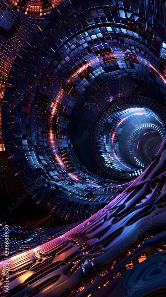 Poster mesmerizing tech fractal captivating 3d rendered patterns with a futuristic tech aesthetic