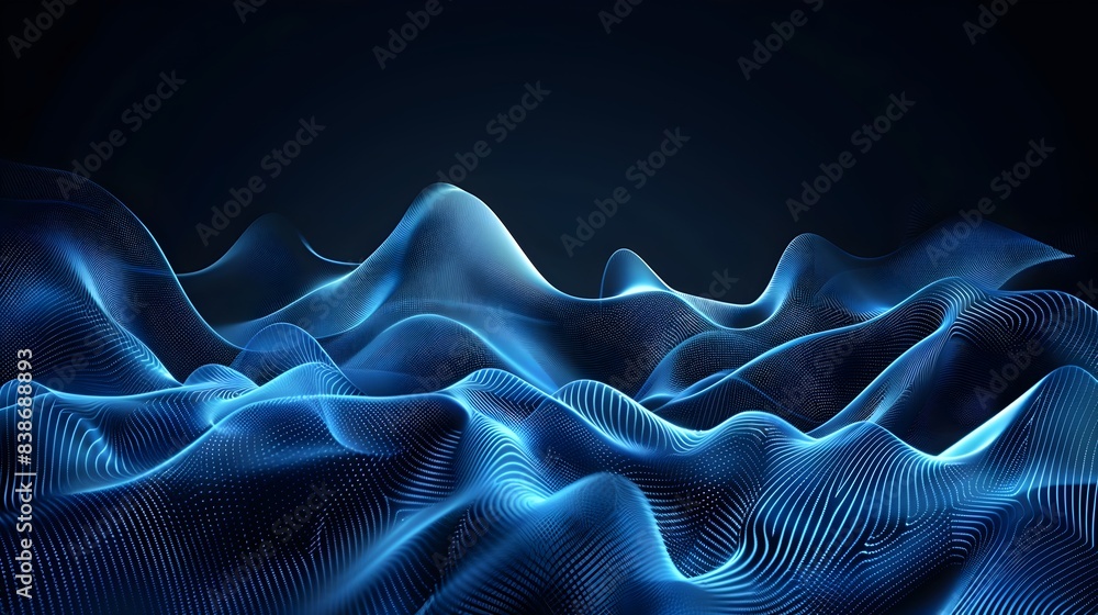 Poster tech waveforms creating abstract geometric shapes in digital