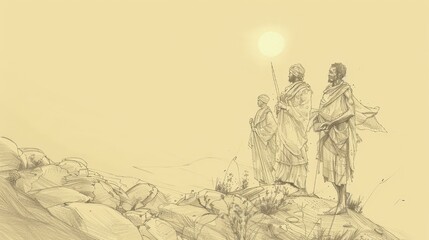 Celebrating Exodus in Psalms 114: Acts, Nations - Biblical Illustration on Beige Background with Copyspace for Faith-Based Themes