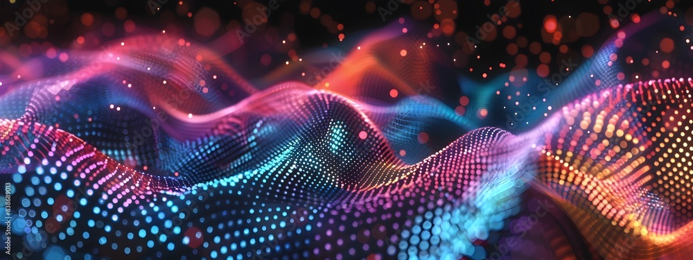 Aufkleber mesmerizing digital mesh patterns intricate geometric designs with futuristic aesthetic