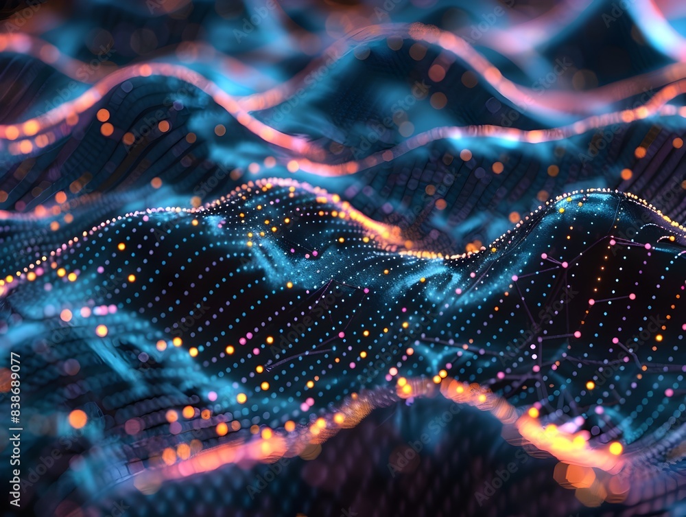 Poster abstract neural network with geometric patterns and modern digital art design
