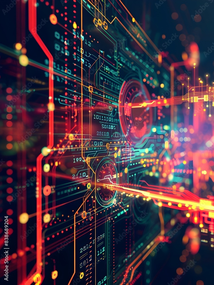 Poster futuristic data flow patterns with digital technology concept